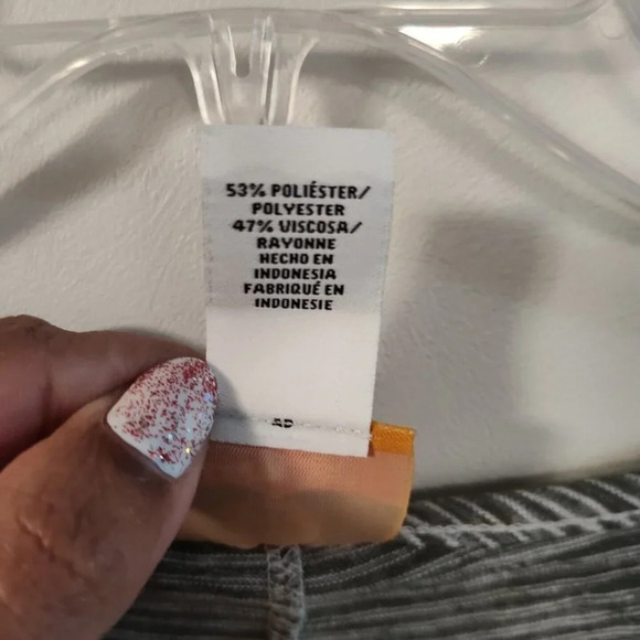 Ruby Rd Olive Green Striped Dress Women Size 2X Cold Shoulder Short Sleeve NEW - Picture 9 of 9